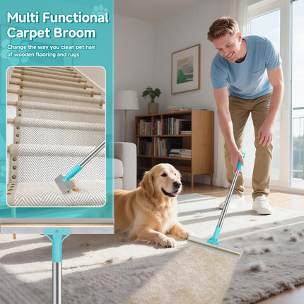 Carpet Rake for Pet Hair Removal(3 Pack), Dog Cat Fur Remover Scraper Broom, 52.7” Adjustable Cat Dog Carpet Rake, Hair Removal Rake, Lint Remover Cleaner Toolsfor Rugs, Mats, Couch, Furniture
