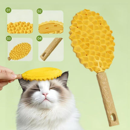 Cat Brush for Shedding Dog Brush Hair Cleaning Comb Bath Massage Tool for Shedding & Grooming, Remove Loose Hair, Durian Shape, Silicone Bristles (Yellow)