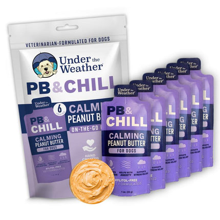 Under the Weather PB&CHILL™ Calming Peanut Butter for Dogs - 6 Packets Vet-Formulated with L-Tryptophan & L-Theanine Tsa-Approved Dog Safe Treats