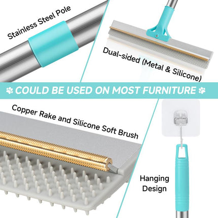 Carpet Rake for Pet Hair Removal(3 Pack), Dog Cat Fur Remover Scraper Broom, 52.7” Adjustable Cat Dog Carpet Rake, Hair Removal Rake, Lint Remover Cleaner Toolsfor Rugs, Mats, Couch, Furniture