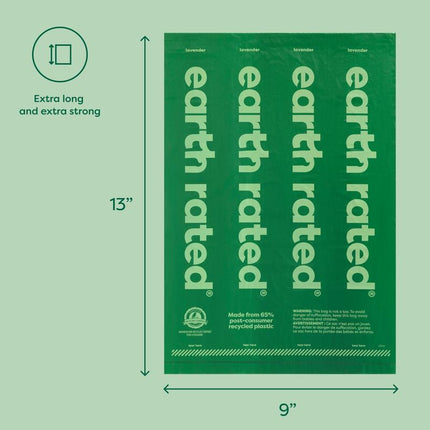 Earth Rated Lavender Scented Dog Poop Bags - 120 Count Leak-Proof Extra-Thick Refill Rolls for Big & Small Dogs - Eco-Friendly Recycled Plastic - Portable Poop Bag Dispenser Essential