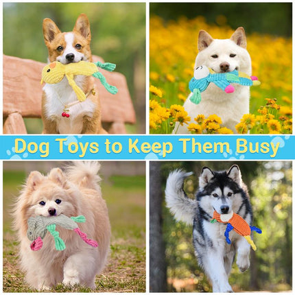LECHONG 5Pcs Squeaky and Crinkle Dog Toys for Large, Medium, and Small Dogs - Puppy Toys to Keep Them Busy - Great Value Bundle