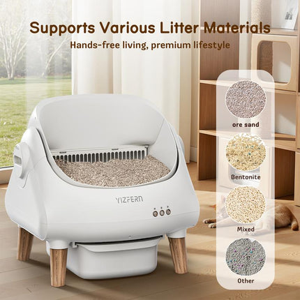 YIZFERN Smart Self-Cleaning Cat Litter Box APP Controlled Multi-Cat Safe Litterbox with Dual Safety System & Triple Odor Control Technology