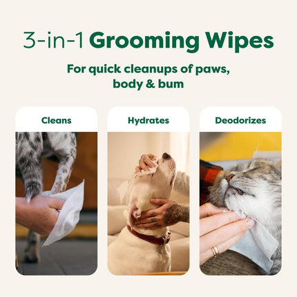 Earth Rated 3-In-1 Pet Grooming Wipes, Cleaning, Deodorizing & Hydrating for Paws, Body, and Butt, Perfect for Dogs & Cats, White Tea and Basil Scent, 400 Count