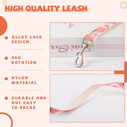 Dog Dress with Bowknot Harness & Leash Set – Floral Princess Outfit for Small Dogs & Cats, Breathable Spring/Summer Pet Clothes