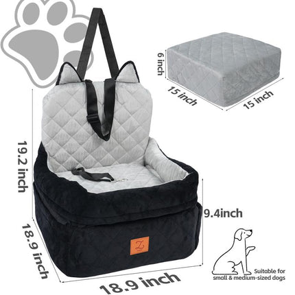 Zvrpet Dog Car Seat Fully Detachable and Washable Memory Foam Covered Car-Mounted Pet Kennel Soft Fabric Easy to Install with Adjustable Straps Anti-Slip Bottom Cover for Back Seat Pet Car Bed for Car SUV Outdoorfun Travel Dog Bed Pet Bed Cat Bed