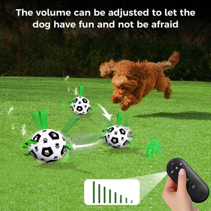 Interactive Dog Toys to Keep Them Busy, Automatic Jumping Moving Dog Balls with 66 Songs & Voice Recorder, Remote Control, Plush Soccer Ball Cover with 7 Ropes, Dog Enrichment Toys for Puppy Small Medium Dogs