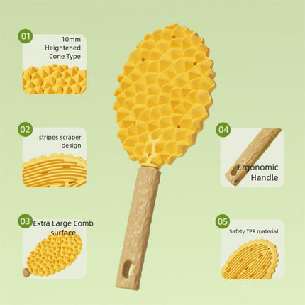 Cat Brush for Shedding Dog Brush Hair Cleaning Comb Bath Massage Tool for Shedding & Grooming, Remove Loose Hair, Durian Shape, Silicone Bristles (Yellow)