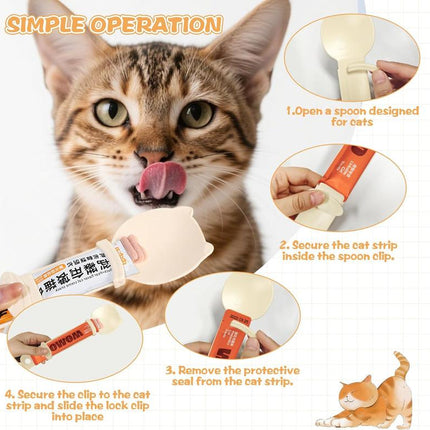 4 Pack Cat Strip Feeder Spoon Cat Wet Treats Dispense Spoon, Cat Stripe Squeeze Spoon, Pet Supplies Cat Food Spoon for Cat Liquid Snack Lickable Cat Feedingcat Bar Squeeze Spoon | | Multifunctional Lickable Wet Cat Treat Dispenser Spoon for Cats