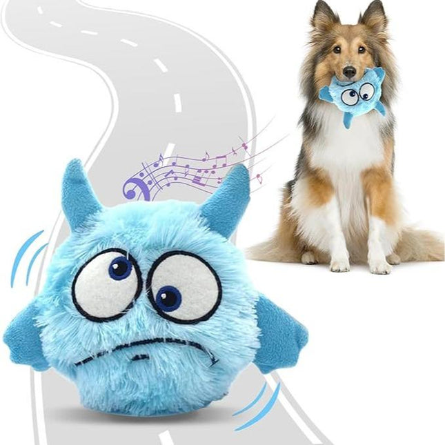 EVERBETTERUS Interactive Dog Toys for Boredom Moving Dog Toy for Stimulating Play Pet Plush Squeaky Ball for Small Medium Breeds with Type C Cable