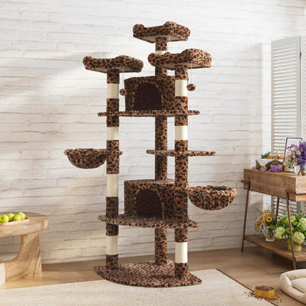 SHA CERLIN 73-Inch Fan-Shaped Corner Cat Tree for Indoor Cats -Save Space with Multi-Level Perches, Condo, Sisal Scratching Posts (Blue/Gray/Beige/Pink/Leopard/White&Black Spot）#Tiktokshopbacktoschool