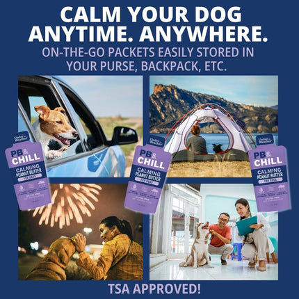 Under the Weather PB&CHILL™ Calming Peanut Butter for Dogs - 6 Packets Vet-Formulated with L-Tryptophan & L-Theanine Tsa-Approved Dog Safe Treats