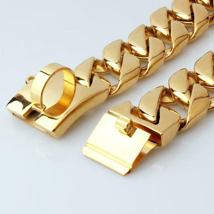 ICE WATER 32Mm Extra-Thick Stainlesscuban Necklace Bracelet Chain for Dogdesian with Secure Double Lock -Perfectaccessory for Your Pooch'S Everyday Style& Special Occasions