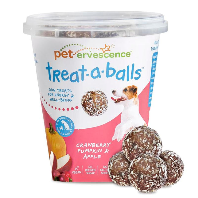 Treat-A-Balls Dog Training Treats - Healthy Low Calorie Treats for Small to Large Dogs - Vegan Snacks - 18 Treats - Cranberry, Apple, Pumpkin Coated