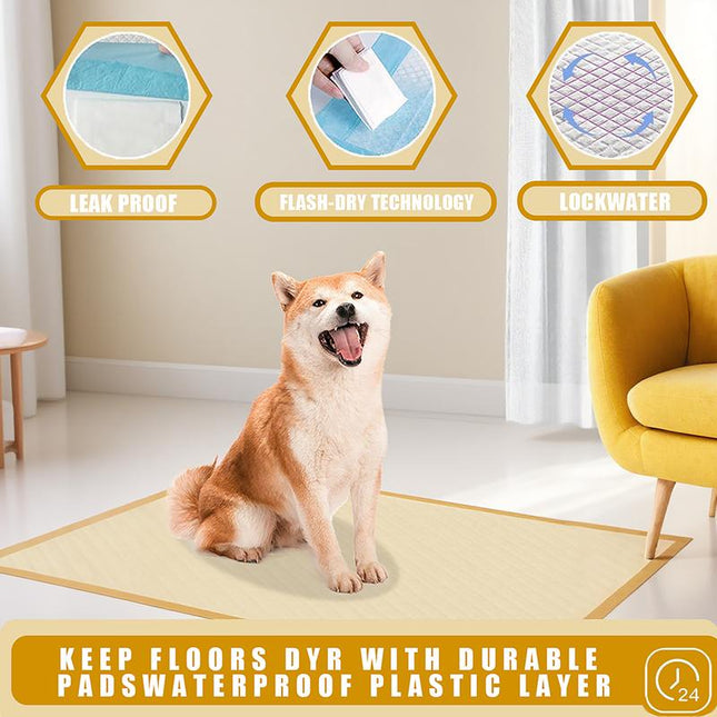 HUSHPET Puppy Pee Pads 17.7"X23.6"-40 Count | Dog Pee Training Pads Bamboo Pulp Material Super Absorbent & Leak-Proof | Added Activated Carbon, Safe Deodorization. Disposable Pet Piddle and Potty Pads for Puppies | Dogs | Cats | Rabbits Male Wraps
