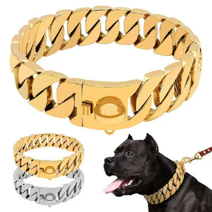 ICE WATER 32Mm Extra-Thick Stainlesscuban Necklace Bracelet Chain for Dogdesian with Secure Double Lock -Perfectaccessory for Your Pooch'S Everyday Style& Special Occasions