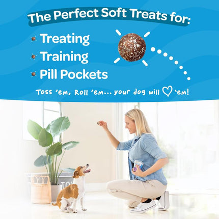Peteverscence Treat-A-Balls Chewy & Soft Dog Treats Peanut Butter Blueberry Banana All Natural Non GMO Vegan Gluten Free Low Calorie for All Breeds Sizes Made in New Zealand