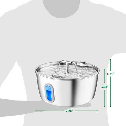 Round One Cat Water Fountain Stainless Steel - 3.2L/108Oz Pet Water Fountain for Cats Indoor - Automatic Pet Watering Dispenser (1 Filter)