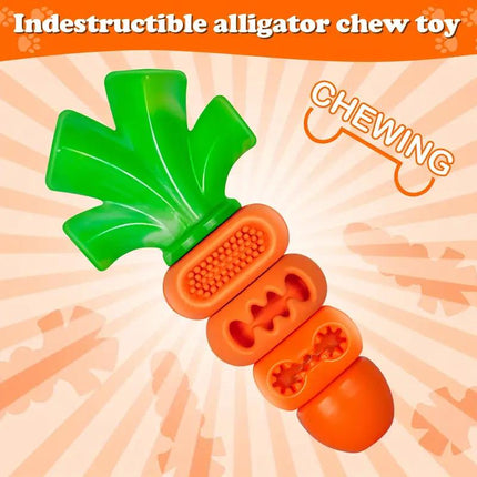 Apasiri Aggressive Chewers Dog Chew Toy for Large Breed Dogs - Indestructible Nylon Chew with Carrot & Leaf Design, Durable Dental Health for Teeth Cleaning & Mental Stimulation