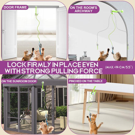 Electric Cat Teaser, Rechargeable Interactive Cat Toy, Upgraded Dual Mode, Irregular Rocking & 360° Spinning with Remote, Door Clip Design, Stimulates Mind & Body, Motion Activated, Cat Toys, Cat Stuff