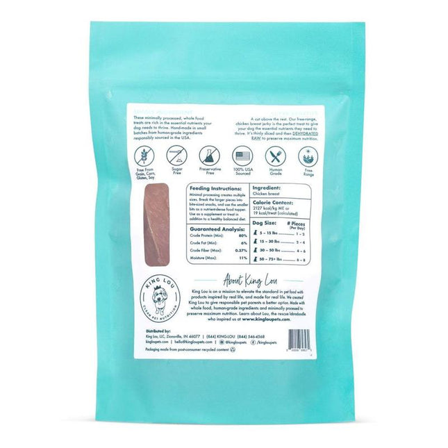 King Lou Chicken Breast Dog Treats - Single Ingredient, 100% USA, Rich in Lean Protein Single Ingredient