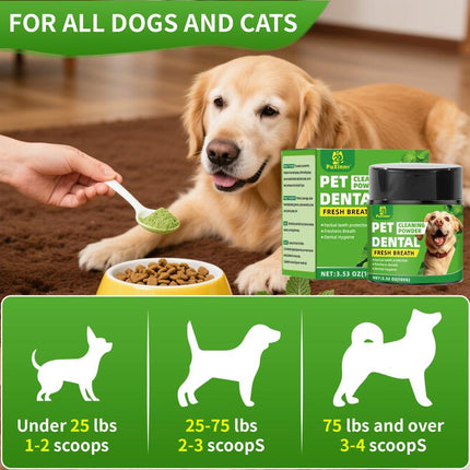 Probiotics Dental Powder for Dogs Pet Dental Cleaning Powder for Dogs & Cats – Removes Tartar & Stains, Freshens Breath, Natural Oral Care Toothpaste Alternative