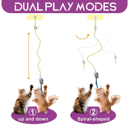 Electric Cat Teaser, Rechargeable Interactive Cat Toy, Upgraded Dual Mode, Irregular Rocking & 360° Spinning with Remote, Door Clip Design, Stimulates Mind & Body, Motion Activated, Cat Toys, Cat Stuff