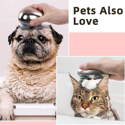 Cotsoco Portable Pet Massager Waterproof Handheld Electric Head Scalp Massager for Dogs Cats Comfort Gift for Daughter and Son Rose Gold 3 Modes Gentle Heavy Kneading Mixed Modes Wet Dry Use Long Battery Life