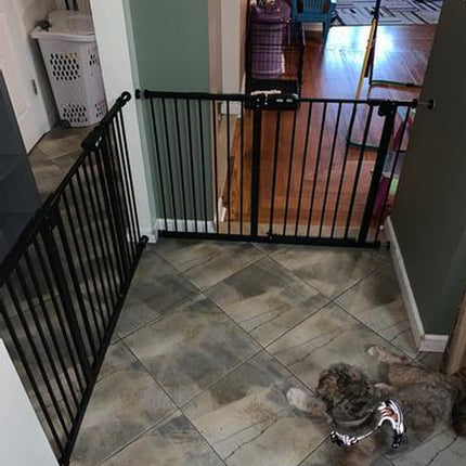 Extra-Wide Steel Pet Gate – Pressure Mount Adjustable (29-52") Self-Closing Door & Dual Locks! Pet Gate Safety Fences Playpen