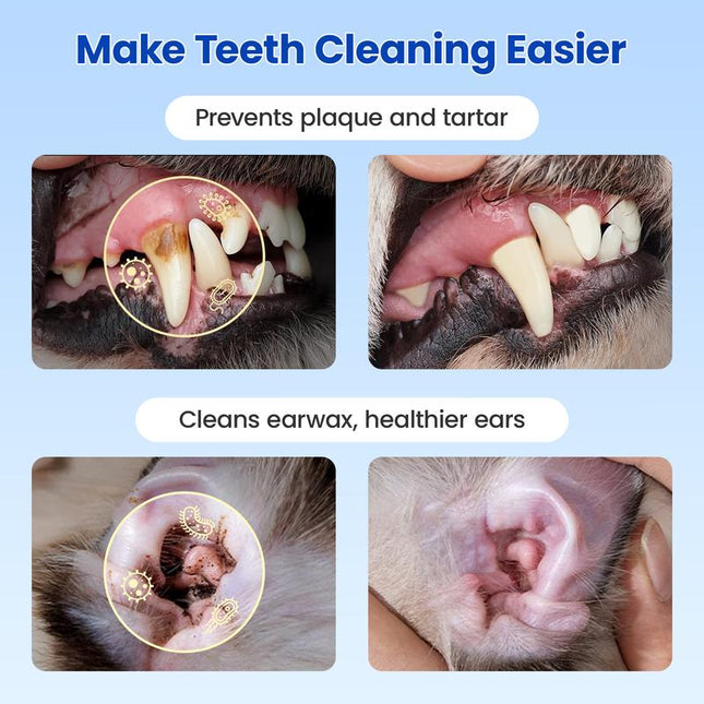 Potaroma Pet Cleaning Finger Wipes for Dogs and Cats – No-Rinse Finger Toothbrush Kit Ear Cleaner Grooming Kit Gum Care Dental Wipes, Soft & Disposable – 60 Count