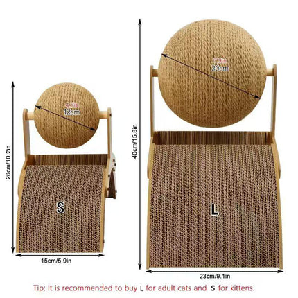 Arch Bridge & Ball Design Cat Scratching Board Durable Cat Scratching Ball with Wood Stand,Scratching Posts, Wear-Resistant Natural Sisal Rope Ball Cat Pet Supplies,Scratcher Toy Cool Cat Stuff Cozy Cat Bed Cat Scratcher Indoor Cat Accessories Cat Toys