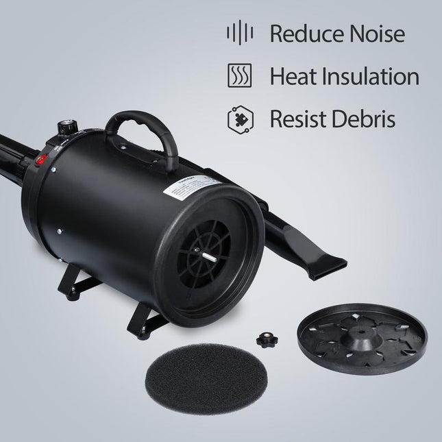 NOVA Dog Hair Dryer 2400W Professional Pet Grooming Dryer Adjustable Speed W/4 Nozzles