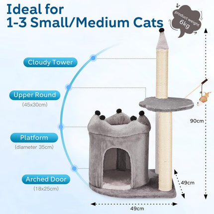 EROMMY 36 Inch Carpeted Cat Tower with Scratching Post & Toy