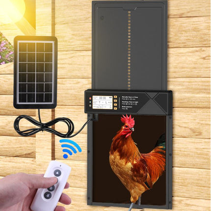 Automatic Chicken Coop Door Solar Powered, Extra Large Auto Chicken Door Mix 4 Modes with Timer & Light Sensor, Usb-C Charging, anti Pinch & Alert, Remote, LED Screen, Aluminum Alloy Weather Proof Coop Door