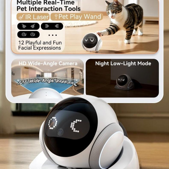 Pawpal Orbit: Smart Self-Charging Pet Camera with 1080P HD, Phone Control, Laser Fun & Voice Chat for Remote Play with Cats and Dogs Pet Cam with Night Vision Indoor Movable