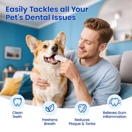 Potaroma Pet Cleaning Finger Wipes for Dogs and Cats – No-Rinse Finger Toothbrush Kit Ear Cleaner Grooming Kit Gum Care Dental Wipes, Soft & Disposable – 60 Count