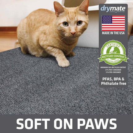 Drymate Premium Ridged Litter Trapping Mat (NEW & IMPROVED MATERIAL), Traps Litter Box Mess - Absorbent, Waterproof, Urine-Proof, Soft on Paws, Trimmable, Machine Washable (USA Made)