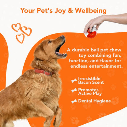 Rethink Pet Bacon Scented Ball Chew Toy, Durable and Fun Dog Toy Ball
